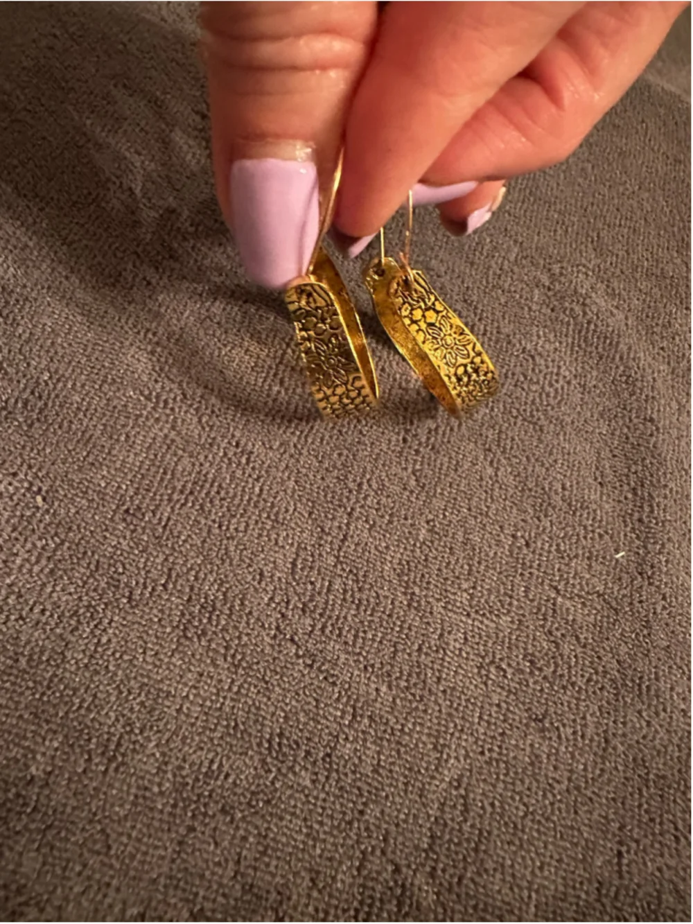 Unbranded Gold Floral Hoop Earrings